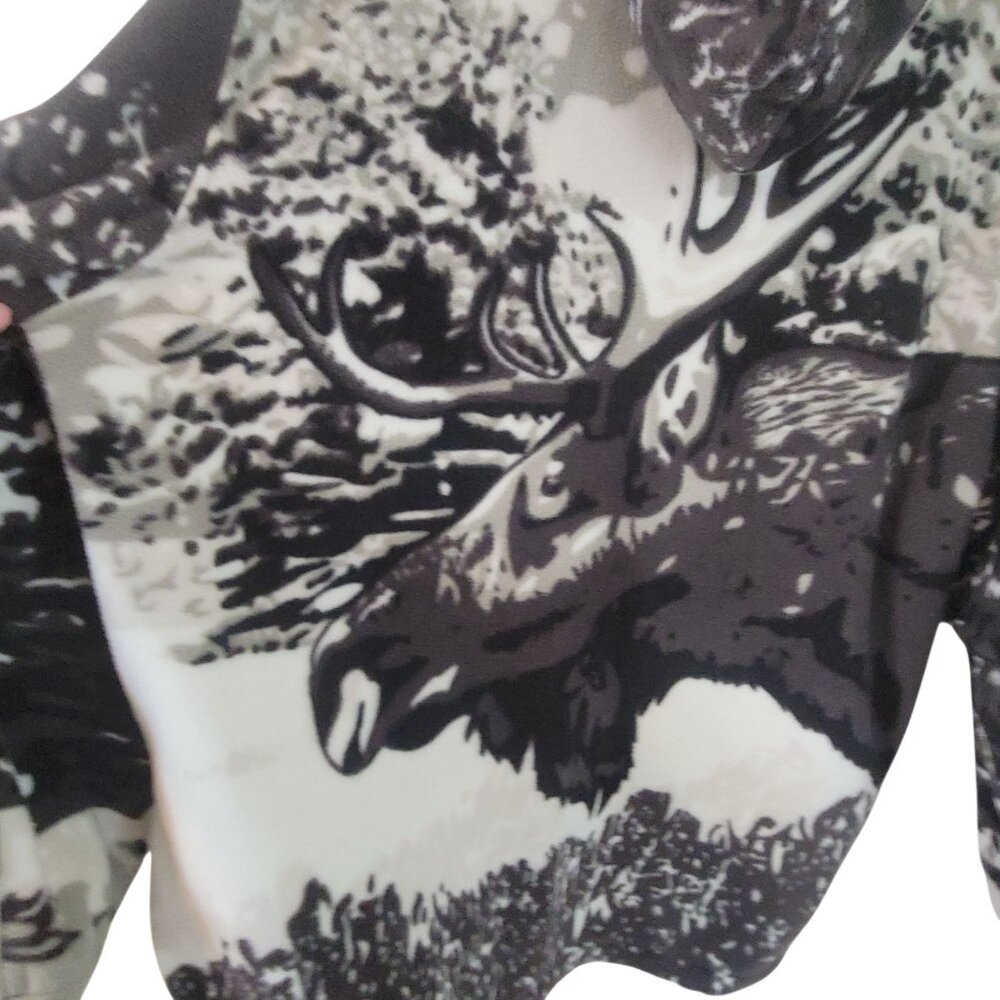 Hooded Full-Zip Fleece Jacket With Elk & Forest Scene Mens XL Victory Outfitters - Picture 3 of 14